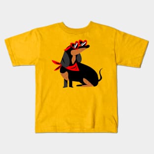 illustrated dachshund dog with heart glasses Kids T-Shirt